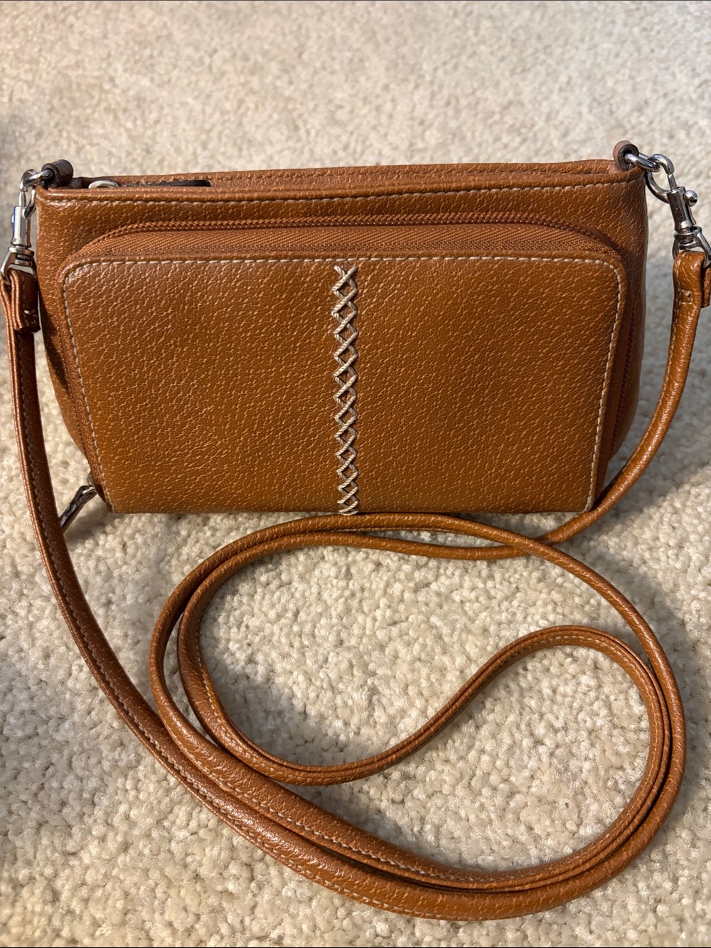 Cherokee Brown Faux Leather Crossbody/Wallet Purse - Compact Organizer NWOT